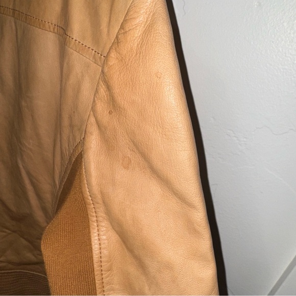 Trouve Leather ZIP Jacket Cotton Blend Medium Tan Camel Color - Picture 14 of 14
